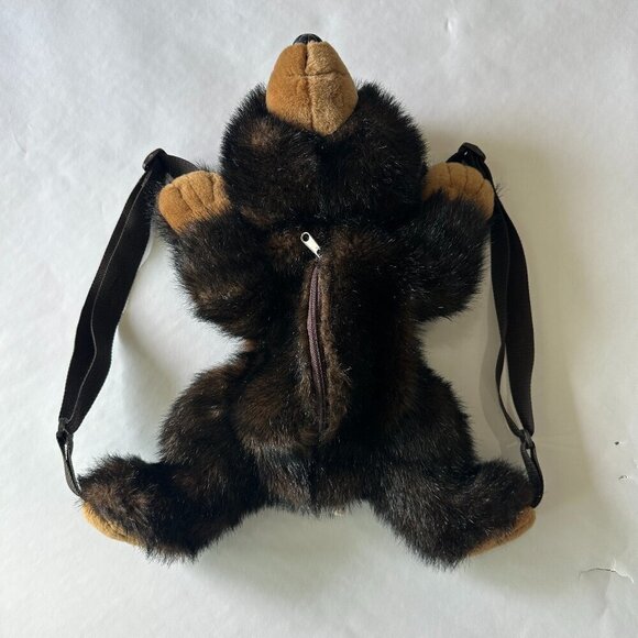 The Stuffed Animal House Kids Black & Brown Faux Fur Bear 18" Backpack - Picture 2 of 4